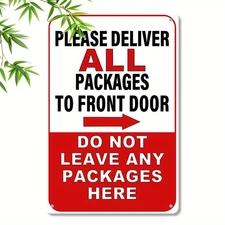 Home Residential Package Delivery Sign No Leaving Parcels Here Metal Tin Signs