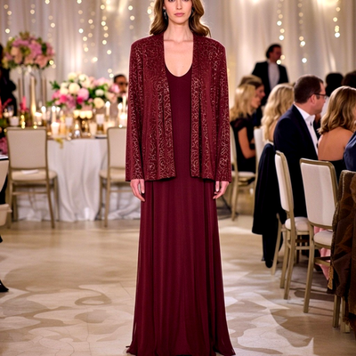 Alex Evening Dress With Jacket Bust 46" Brown Sequins Maxi Formal USA Made Alex Evening Dress With Jacket Bust 46" Brown Sequins Maxi Formal USA Made