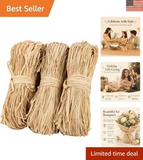 Natural Raffia Straw Ribbon - 3PCS for Rustic Gift Wrapping  Decoration