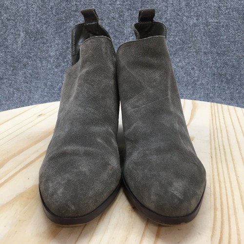 Crown Vintage Boots Womens 7.5 M Casual Slip On Ankle Bootie Gray Suede Heels - Picture 5 of 16