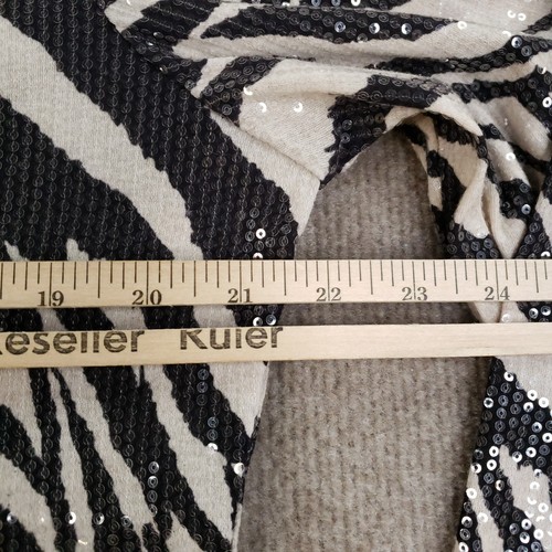 Vtg Misook Jacket Women Medium Beige Black Full Zip Sequin Evenings Zebra Print - Picture 3 of 15