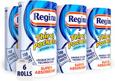 Regina Thirst Pockets Kitchen Roll Extra Strong Large Sheets 6 Rolls