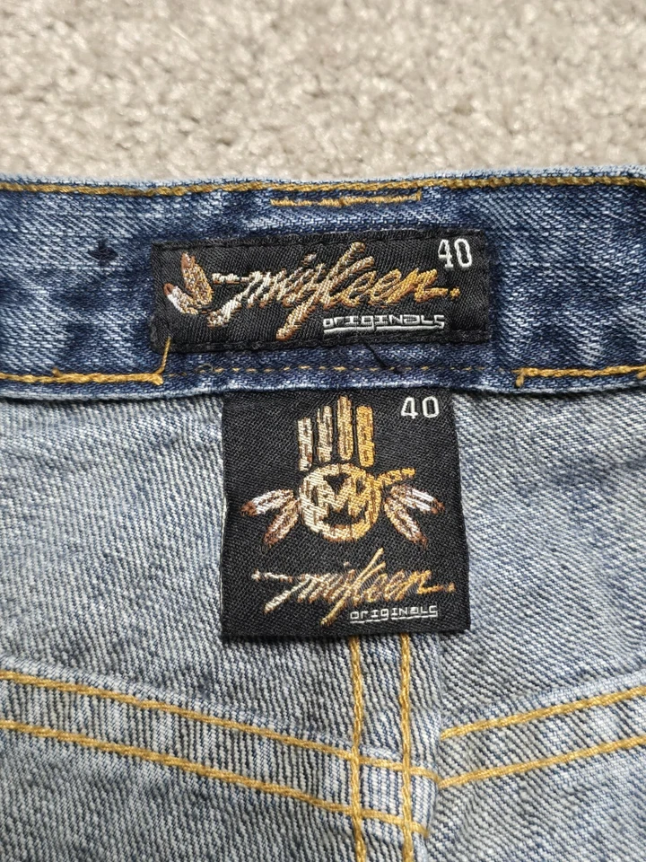 Vintage Miskeen Jeans Mens 40x32 Baggy Y2K Embroidered Aztec Skater Hip Hop - Image 4 of 4