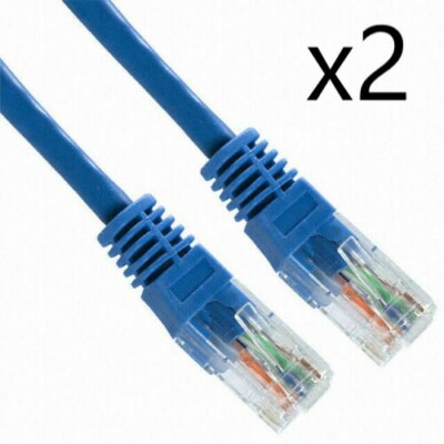 2 Pack Lot - 1.5ft 18'' CAT5e Ethernet Network LAN Router Patch Cable Cord Blue