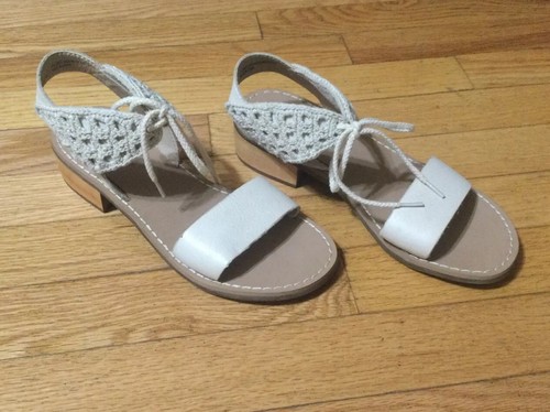 Latigo Womens Trance Leather Open Toe Heels SandalsEspadrille Champagne Size 6.5 - Picture 2 of 6