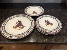 Lot 7 Cedar Valley Stables Folkcraft Stoneware Dinner Desert Plates Cereal Bowl