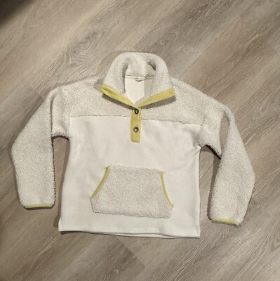 Hem & Thread Women s Cream and Yellow Sherpa Pullover Size Small