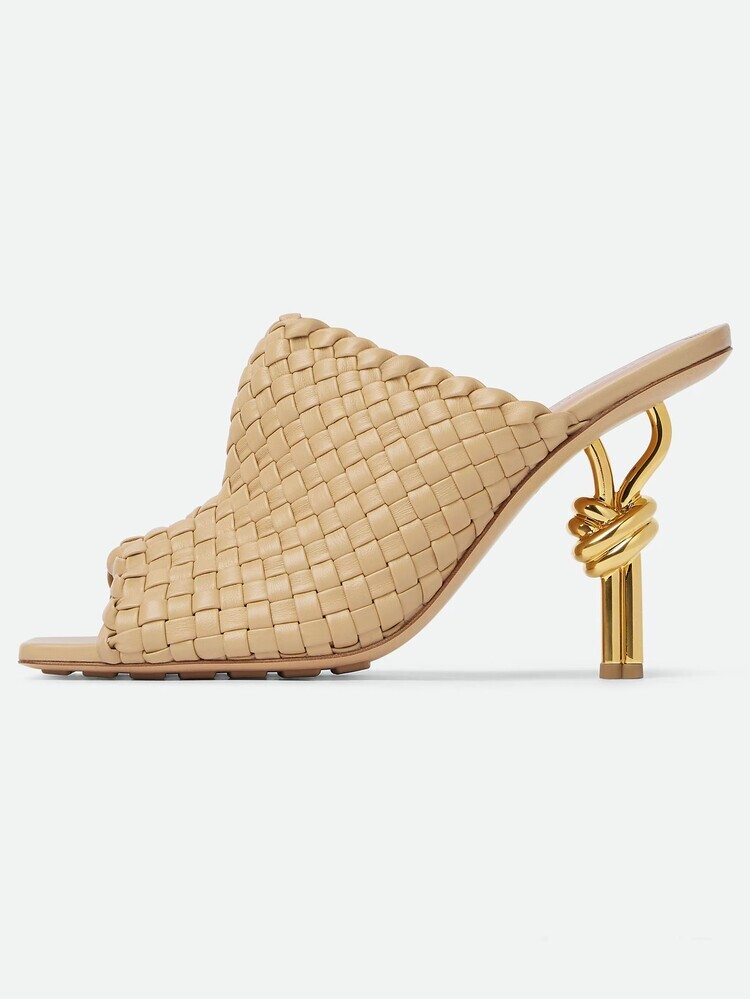 PANTOFOLA D’ORO Scarpe sandali donna 2024 moda sexy punta aperta tessitura tacco alto