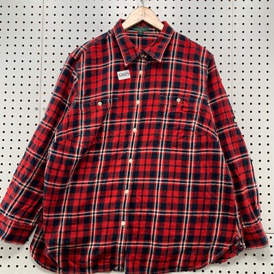 Lauren Ralph Lauren Button Flannel Shirt Womens Plus Size 2X Red Pockets  24x29 - Main Image
