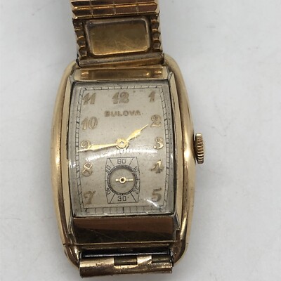 VINTAGE MENS ART DECO BULOVA 10k GOLD FILLED WRISTWATCH