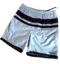Polo Sport Vintage 90's Ralph Lauren Board Swim Trunks Blue Stripe Size Medium