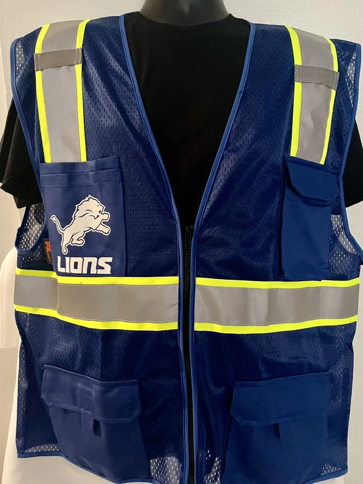 🏈🦺DETROIT LIONS REFLECTIVE SAFETY PPE VEST W/REFLECTIVE LOGO M/L/XL/2X/3X/4XL - Image 4 of 4