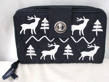 NWT Vera Bradley "MERRY MISCHIEF SNOW DAY" Deer RFID microfiber Turnlock Wallet