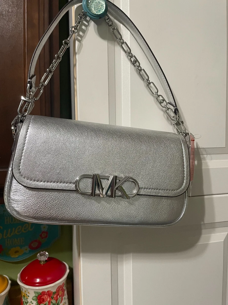 Leather messenger bag GINNY Michael Kors | Silver | Gomez.pl/en