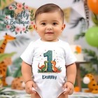 1st Birthday I am ONE Dinosaur Boys Baby Grow Cake Smash Custom Name - 1085