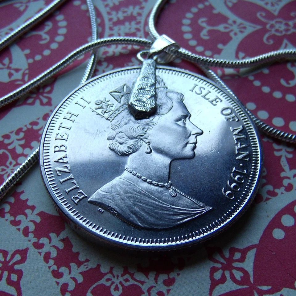 Редкая 1999 остров Мэн британский синий кот монета на 24» белое золото заполненное ожерелье. - Изображение 3 из 3