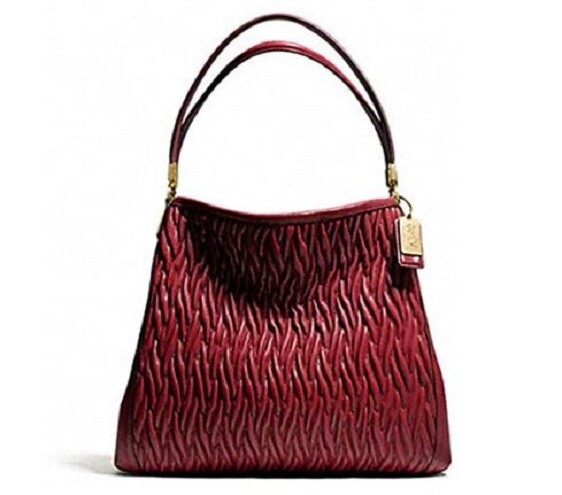 Coach Madison Phoebe Gathered Twist Leather Shoulder Handbag | eBay