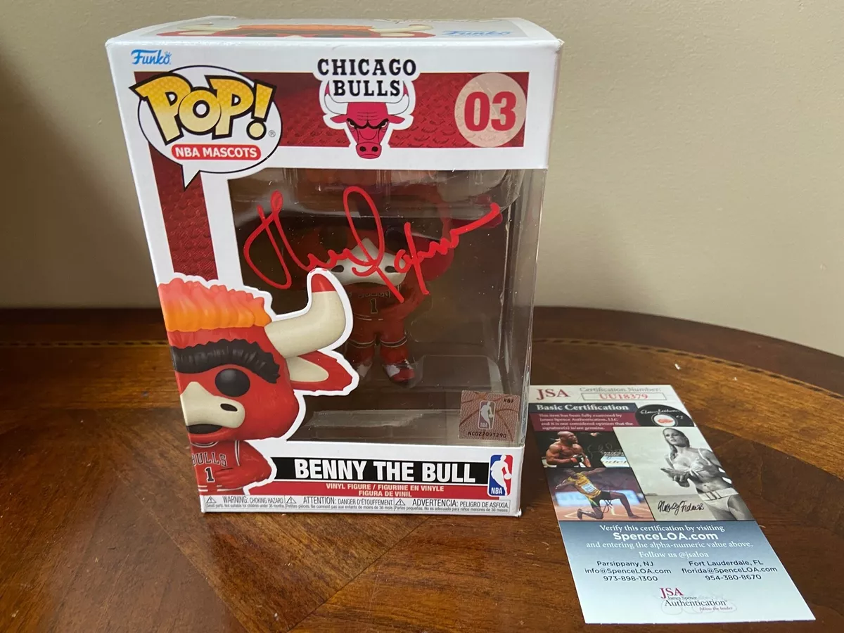 Funko Pop NBA Mascots Benny the Bull #03 John Paxson Signed Chicago Bulls  JSA