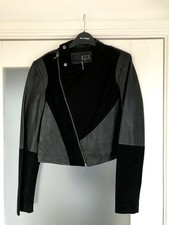 Firetrap Black Suede Leather Panel Jacket, Size M, New With Tags