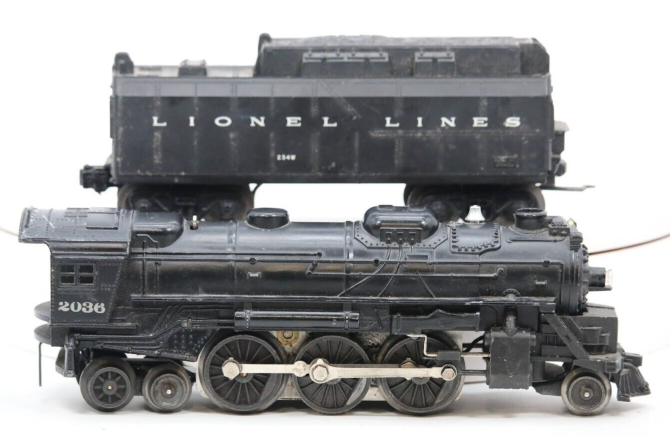 Lionel 2036 O Scale 2-6-2 Steam Locomotive with 243W Tender - Vintage Die-Cast Postwar Train