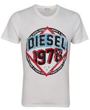 NWT Diesel LOGO Slim Fit Crew Neck Tee Distressed Front Print T-Shirt