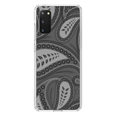 Clear Case for Galaxy S (Pick Model) Big Grey Black Paisley
