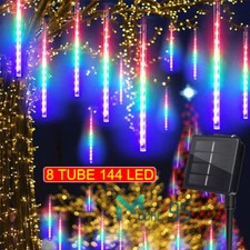 144 LED Solar Lights Meteor Shower Rain Tree String Light Xmas Party Outdoor