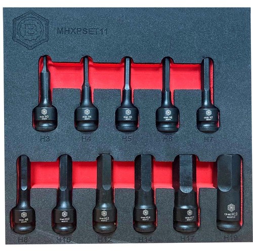 3/8" Drive Hex/Allen Key Impact Driver 11Pc Set - Britool Hallmark - Picture 2 of 12