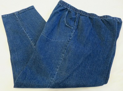 Stretch White Stag Elastic Waist Blue Denim Jeans Pants Womens 2X Pet 18-20 | eBay