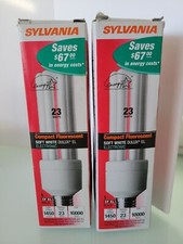 2 Sylvania Compact Fluorescent Soft White Dulux El Light Bulbs 23 Watts
