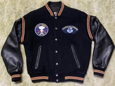 Harley Davidson Military Bomber Wool/Leather Vintage Made In USA Jacket Medium