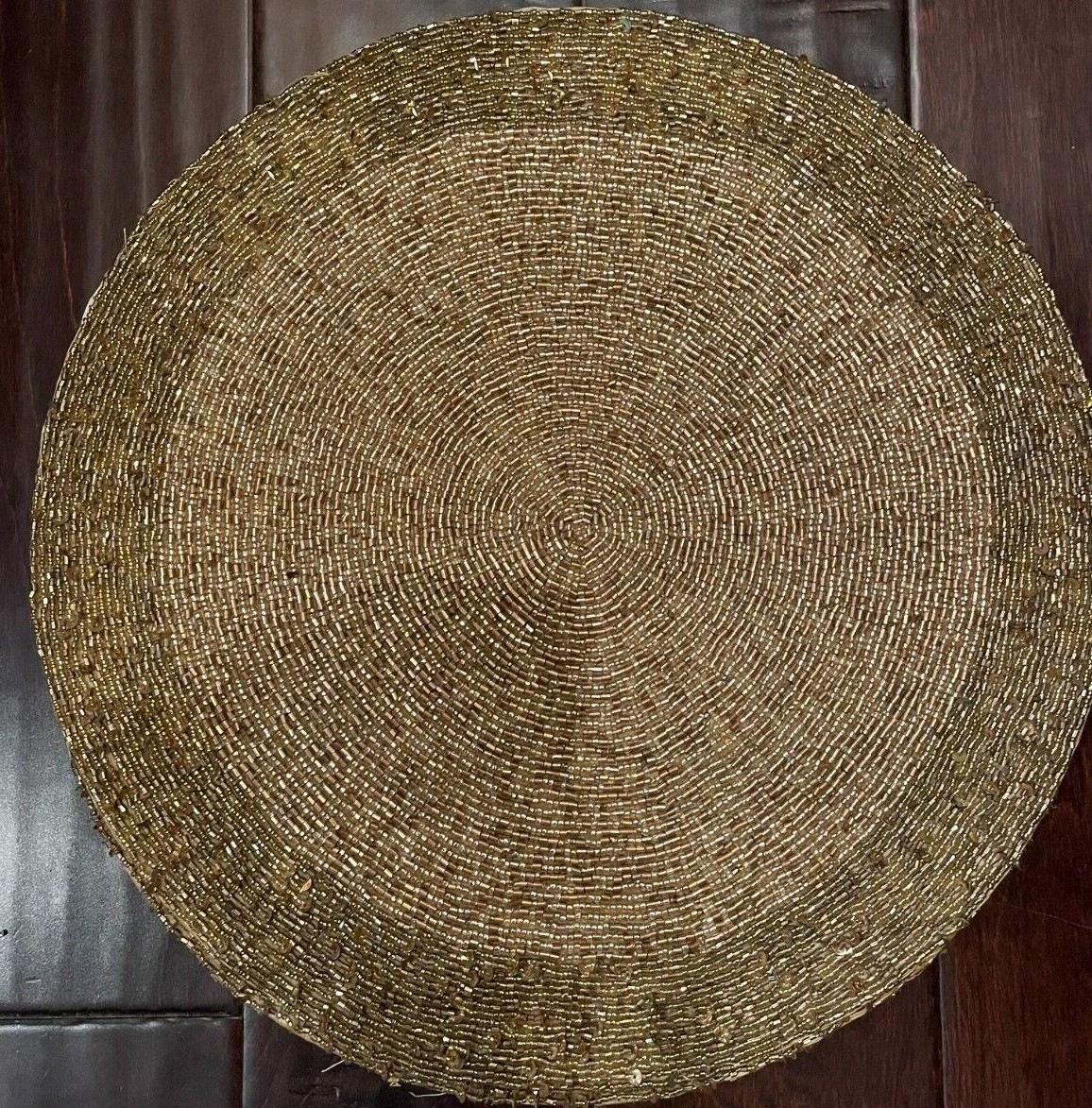 TAHARI NEW!!! GOLD Round Beaded Placemat 15” Charger/Placemat eBay