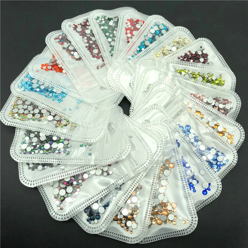 46 colors 2-5mm 400pcs Nail Art Rhinestones Crystal Gems 3D Tips DIY Decoration - Image 2 of 4