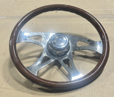 18 Inch Chrome 4 Spoke Boss Wood Steering Wheel For Peterbilt