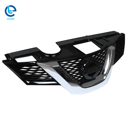 Parrilla superior del parachoques delantero para Nissan Rogue 2014 2015 malla negra brillante cromada - Imagen 3 de 12