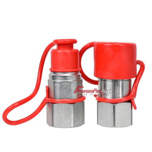 2 Sets 3/4" NPT Flat Face Hydraulic Quick Connect Couplers Couplings Skid Steer - Picture 3 of 12