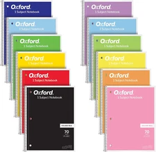Oxford Spiral Notebook 12 Pack, Bulk College Ruled Spiral Notebooks for School,