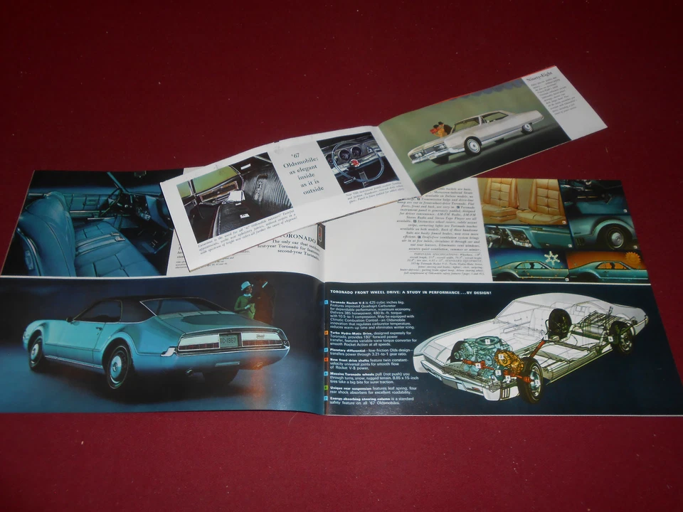 Oldsmobile 1967 folleto 4-4-2 Cutlass 88 98 Toronado 48 p. + '67 antiguo plegable Foto 3 de 4