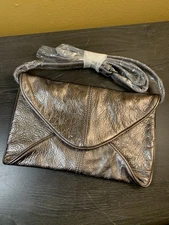 J. Jill Silver Metallic Convertible Clutch Evening Bag Purse w/ 2 Strap Options