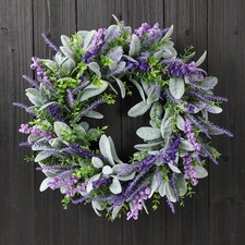Artificial Lavender Wreath Summer Spring Decor for Farmhouse Wedding Home