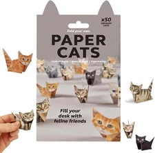 50 Sheets DIY Paper Cats, Origami Kit to Fold Cute Cat 50pcs, 