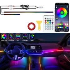 2-IN-1 RGB LED Car Interior Lights- USB Atmosphere Strips With Phone APP Control
