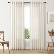 Boho Linen Curtains 84 Inches Long 2 Panels for Living Room Bedroom Natural C...