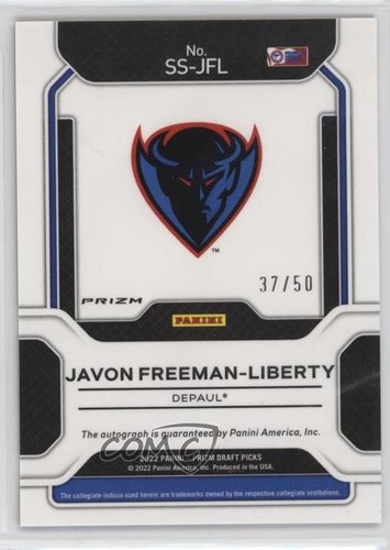 Prizm Draft Picks 2022-23 cerchi viola 37/50 Javon Freeman-Liberty Auto 0lr5 - Foto 2 di 3