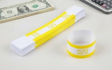 Currency Straps Money Bands, 100, Self Sealing, Yellow, 1000, 7.5 x 1.15 in
