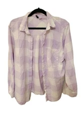 Divided H&M Lavender Purple Plain Flannel Long Sleeve Shirt Size L Large Button