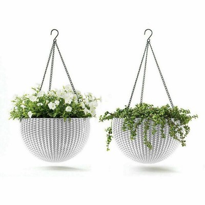 2X Pflanzenampel Hängeampel Blumentopf Hängetopf Blumenampel Keter Rattan