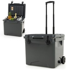 Portable Hard Rotomolded Cooler Camping Wheeled 40 L Ice Chest-Grey