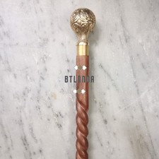 Antique Brass Victorian Handle Wooden Vintage Style Designer Walking Stick Cane