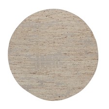 6'x6' Ivory Modern Design Textured Wool & Jute Hi-Low Hand Knotted Round Rug